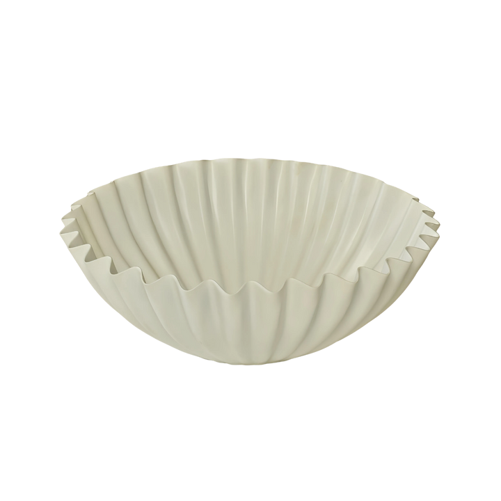 White Ribbed Aluminum Sculpted Bowl