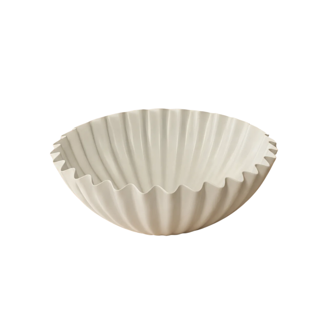 White Ribbed Aluminum Sculpted Bowl