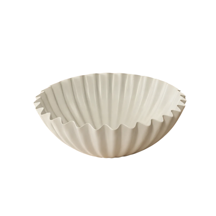 White Ribbed Aluminum Sculpted Bowl