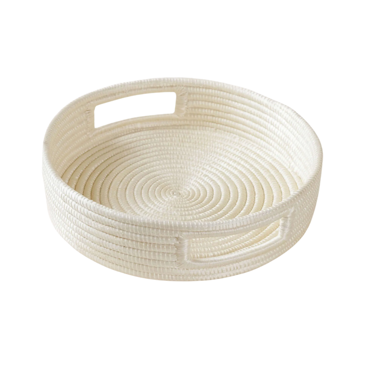 White Sisal Woven Home Tray