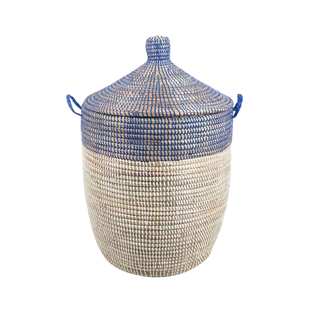 Woven Millet Grass Basket Navy