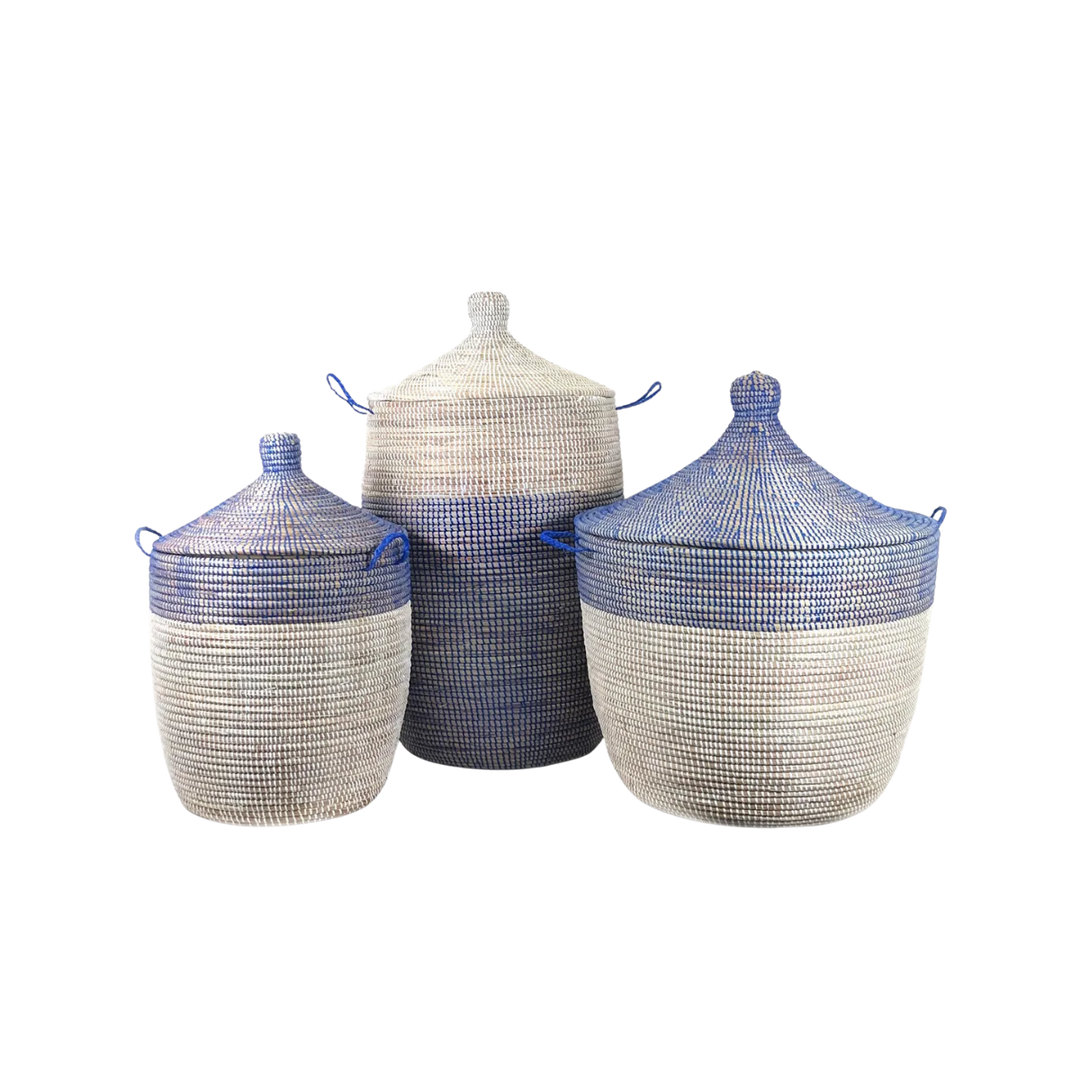 Woven Millet Grass Basket Navy