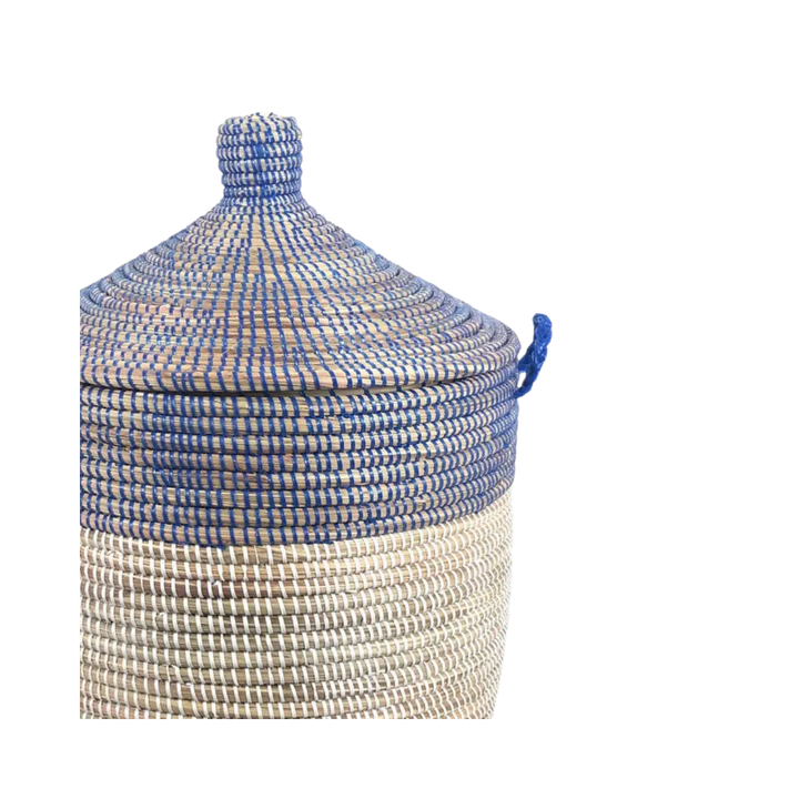 Woven Millet Grass Basket Navy