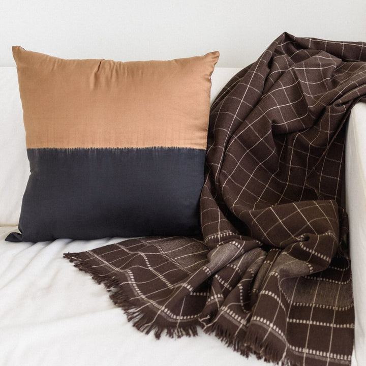 Handcrafted 60g Mulberry Silk Throw Pillow, 20" Black