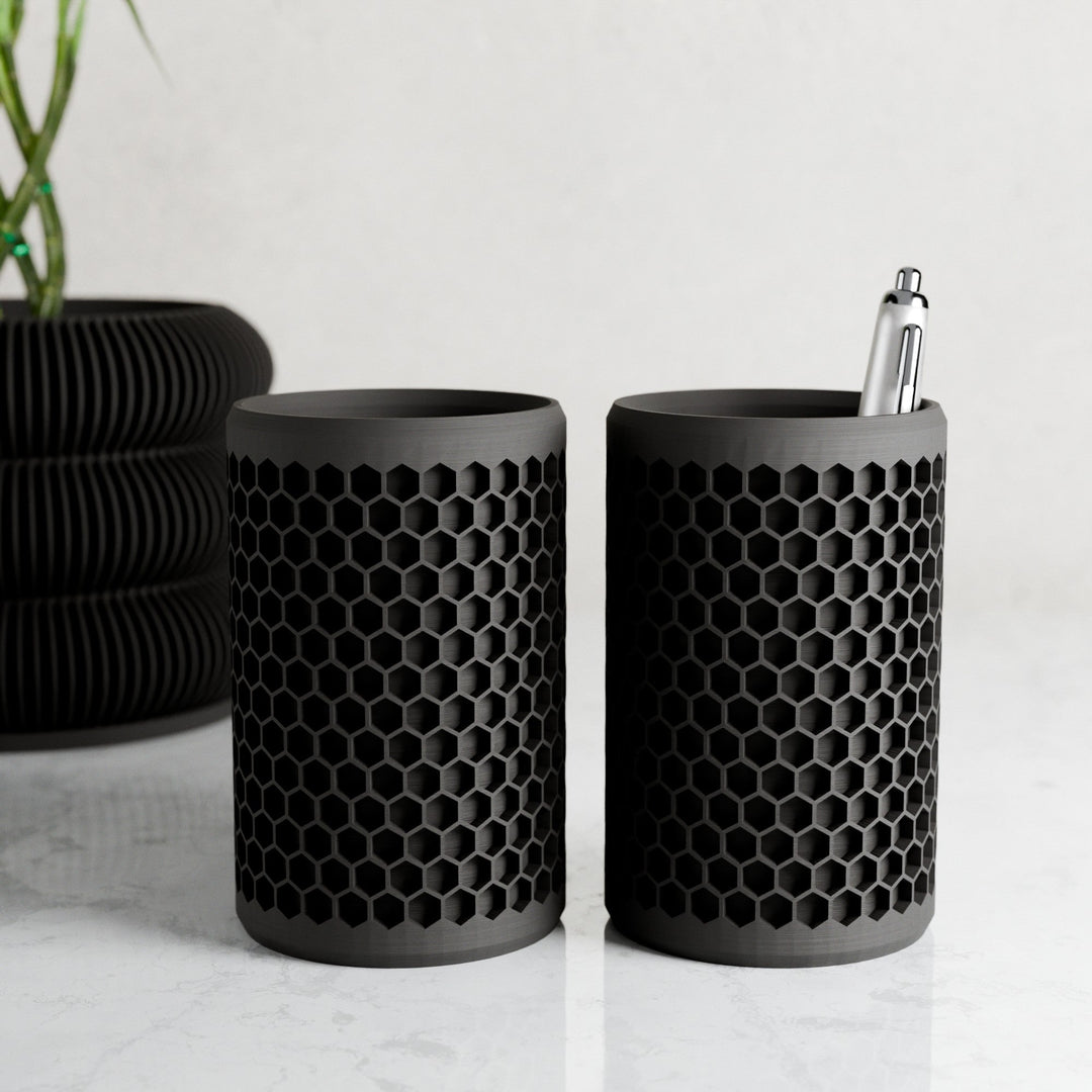 Plastic-Free Geometric Desk Pencil Holder, 3"