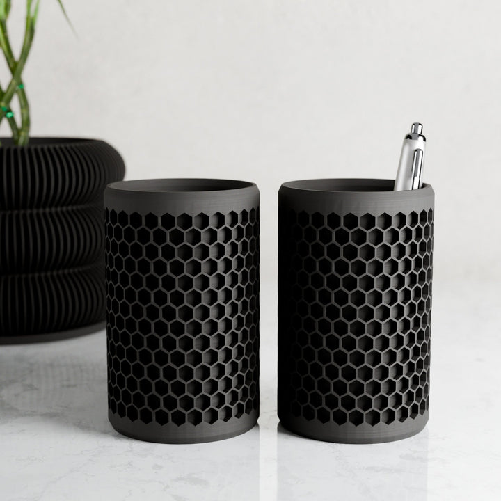 Plastic-Free Geometric Desk Pencil Holder, 3"