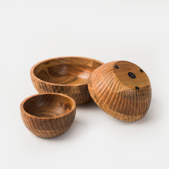 Handcrafted Acacia Wood Stacking Serveware Bowls, 3 Ct.