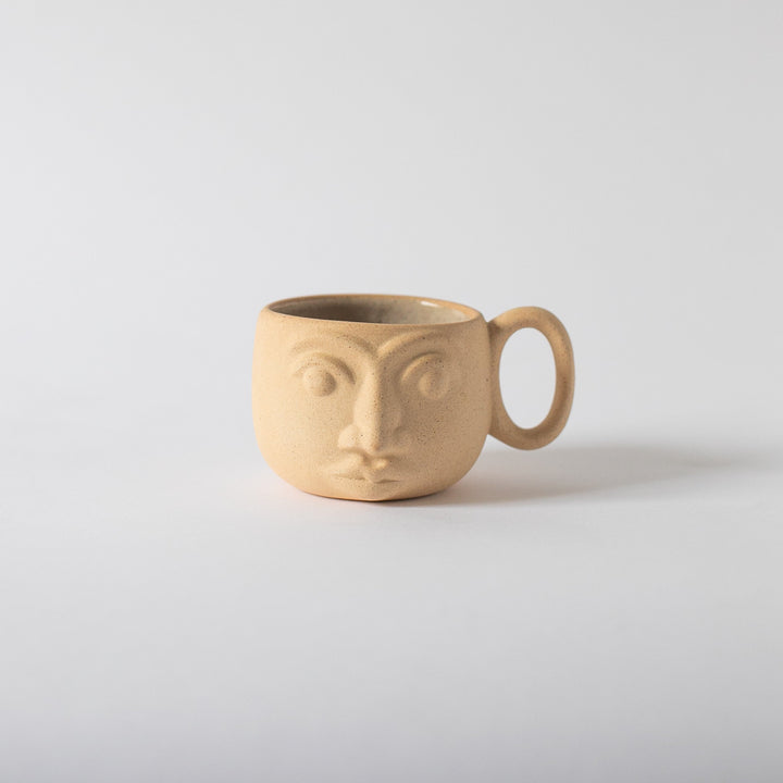 Handcrafted Clay Ceramic Face Mug, 2.5" x 3"