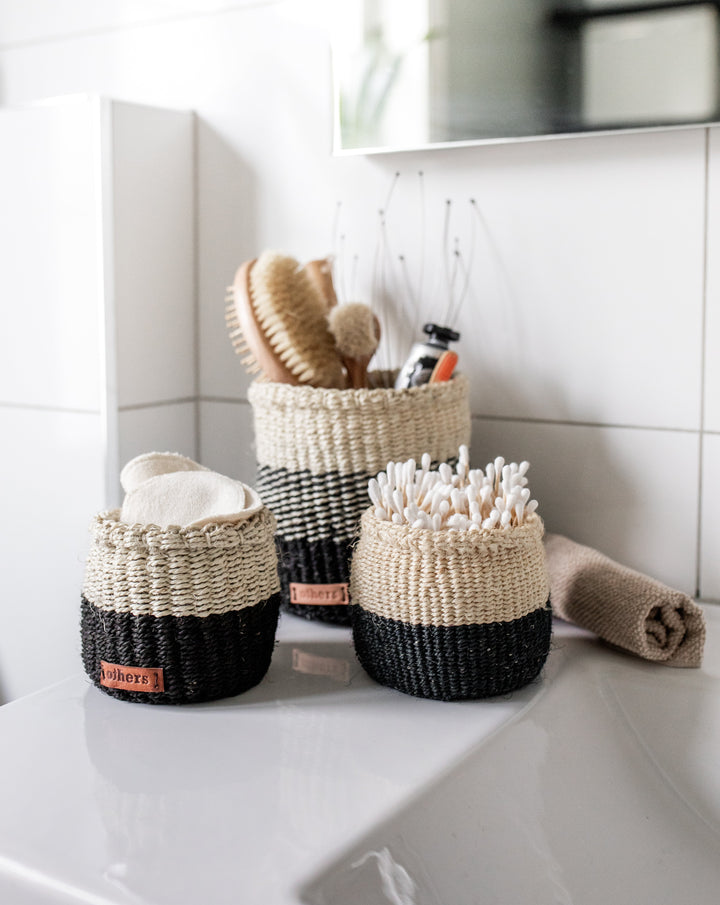 Biodegradable Handwoven Sisal Storage Basket, Large, Black