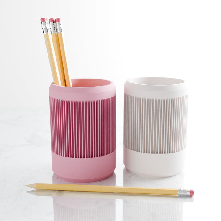 Made-to-Order Ribbed Ceramic Pencil Holder, 3" x 4.5"