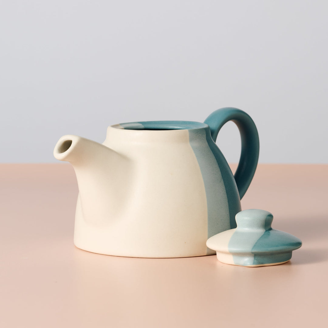 Handcrafted Glazed Ceramic Teapot, Blue, 24 oz.