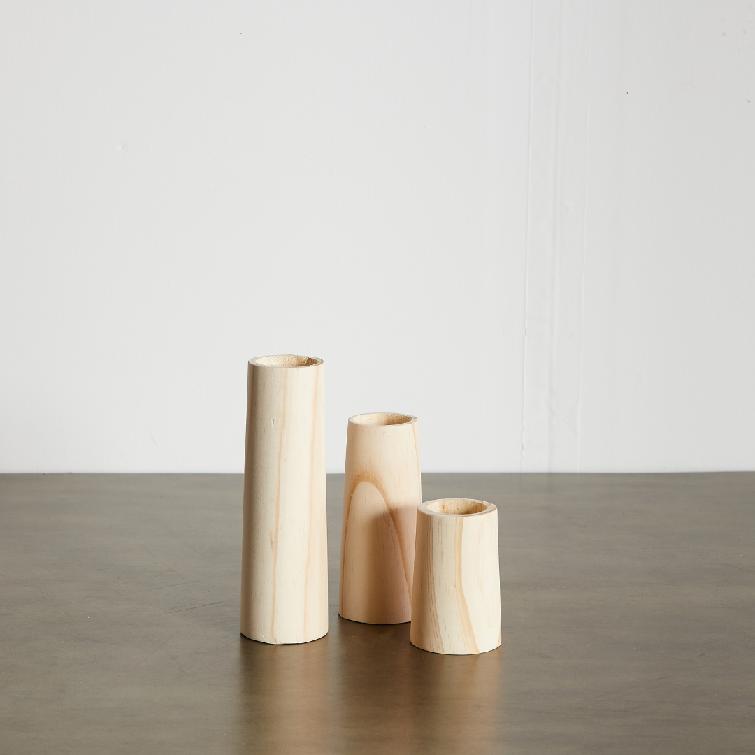 Handcrafted Pine Wood Cylinder Tealight Holder