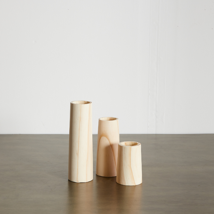 Handcrafted Pine Wood Cylinder Tealight Holder