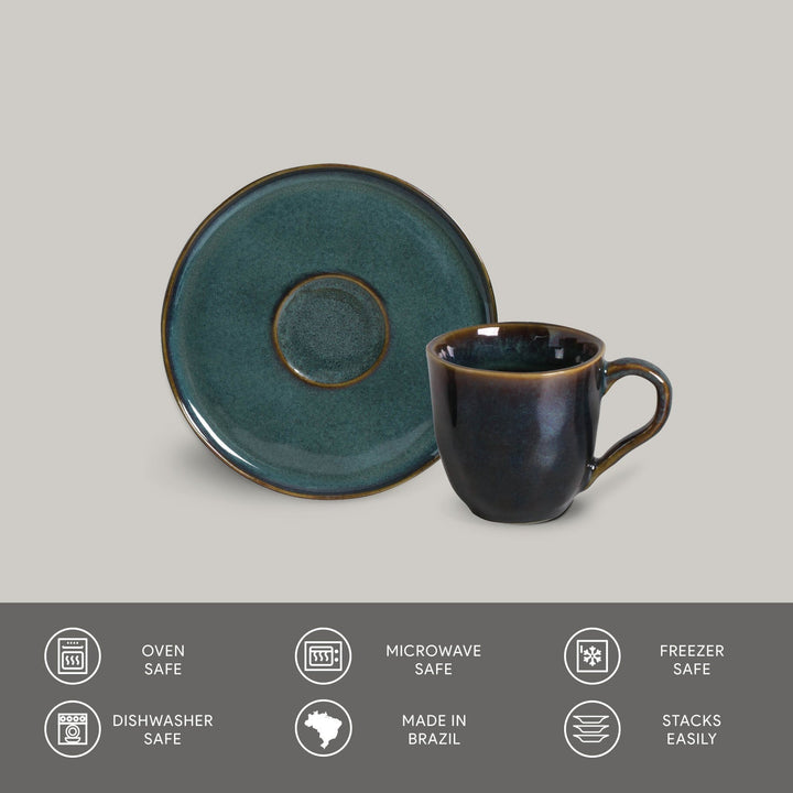 Non-Toxic Ceramic Cup &amp; Saucer Dinnerware Set, 6 Ct.