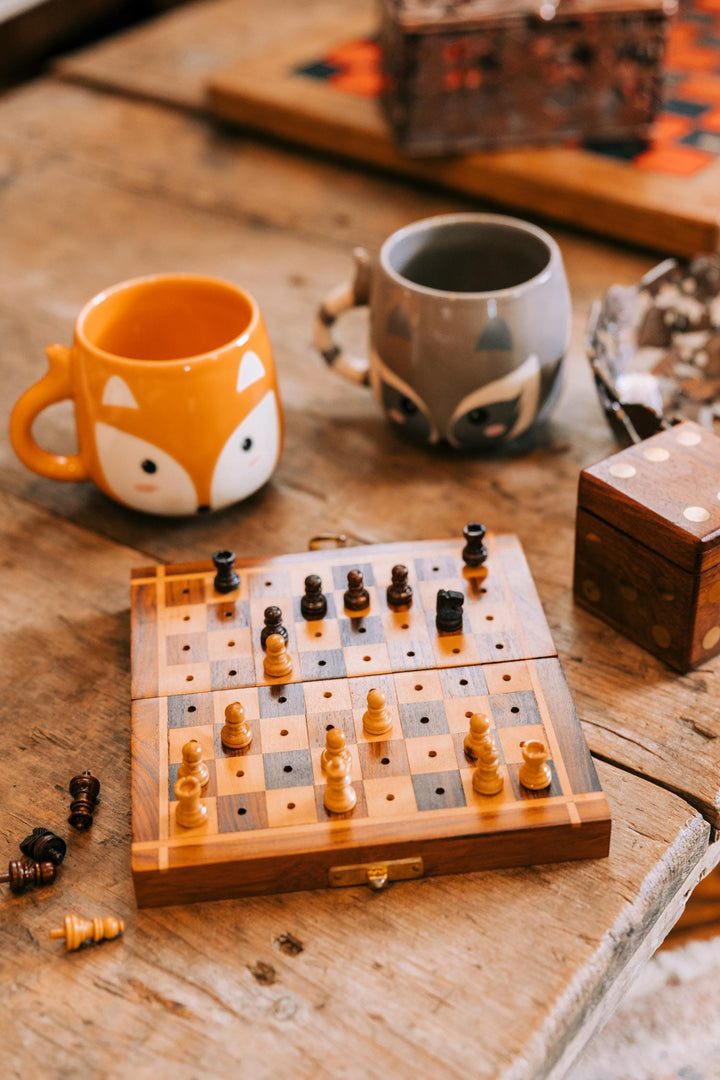 Handcrafted Sheesham Wood Portable Travel Chess Set