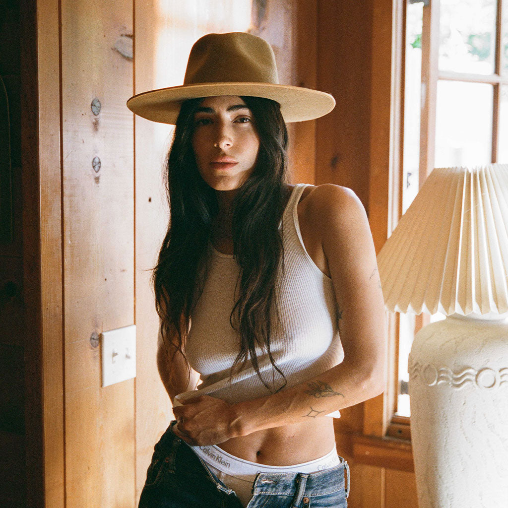 Biodegradable Wool Wide-Brim Rancher Hat, Acorn