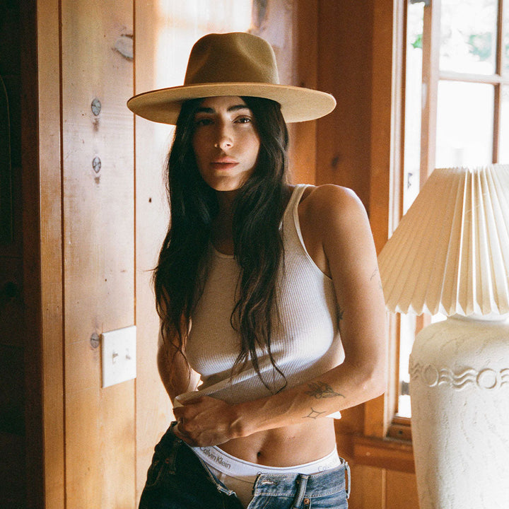 Biodegradable Wool Wide-Brim Rancher Hat, Acorn
