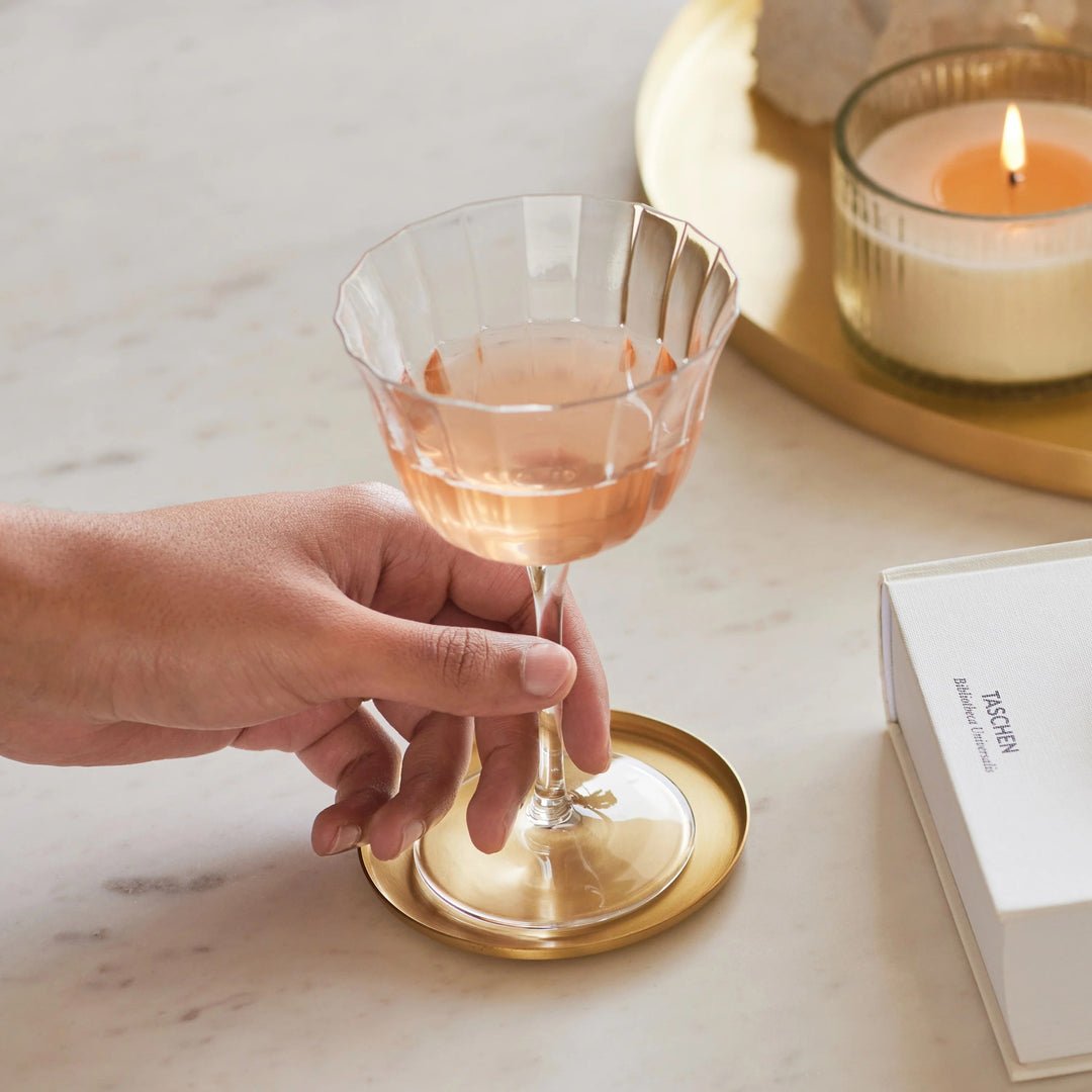 Pure Brass Handcrafted Serveware Coasters, 4 Ct.