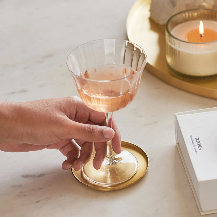 Pure Brass Handcrafted Serveware Coasters, 4 Ct.