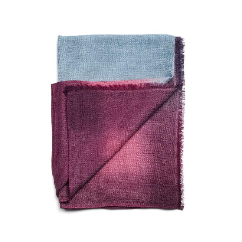 Handcrafted Cashmere Merino Scarf, 28" x 79", Iris