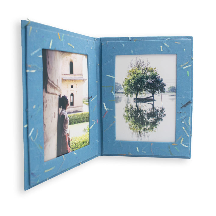 Upcycled Cotton Paper Double Photo Frames, 5 Ct.