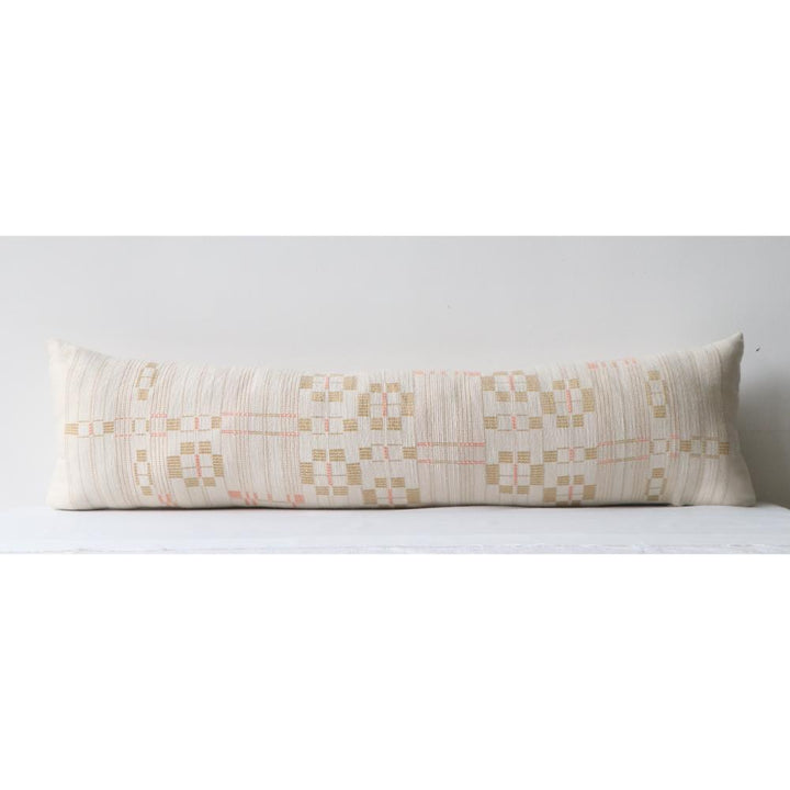 Handwoven Loin-Loom Cotton Long Lumbar Cover, 12" x 48"