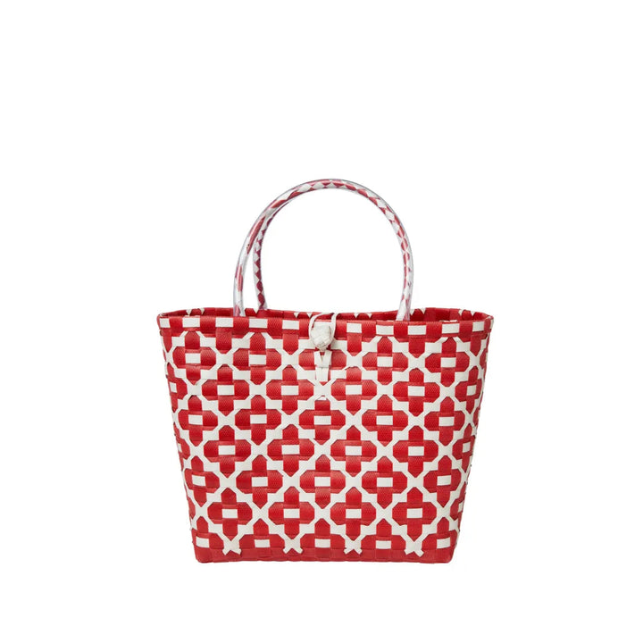Handwoven Recycled Plastic Floral Mini Tote
