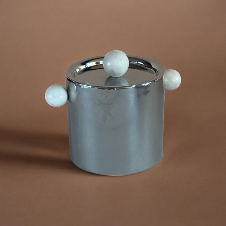 Handcrafted Marble &amp; Steel Ice Bucket Serveware
