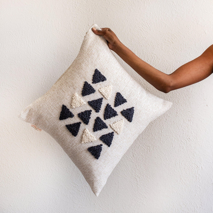 Handcrafted Wool Geometric Textured Throw Pillow