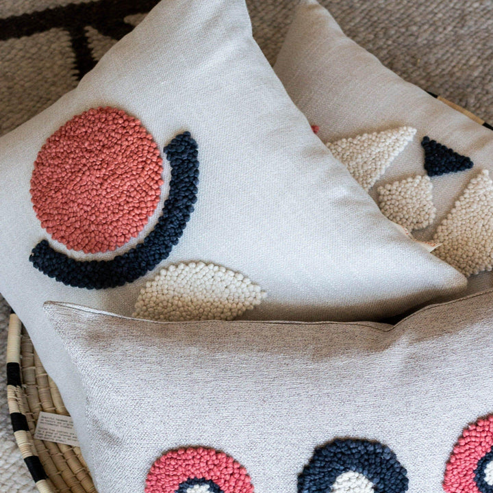 Handcrafted Wool Punch-Needle Throw Pillow