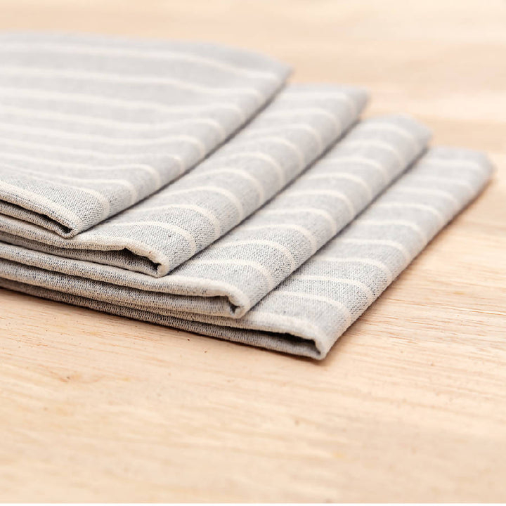 Upcycled Cotton Cloth Table Napkins, Striped Grey, 4 Ct.