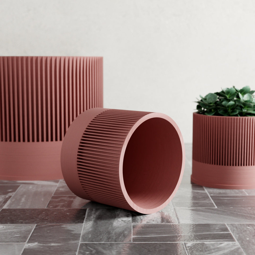 Biodegradable Plant-Based Ribbed Sakura Planter Decor