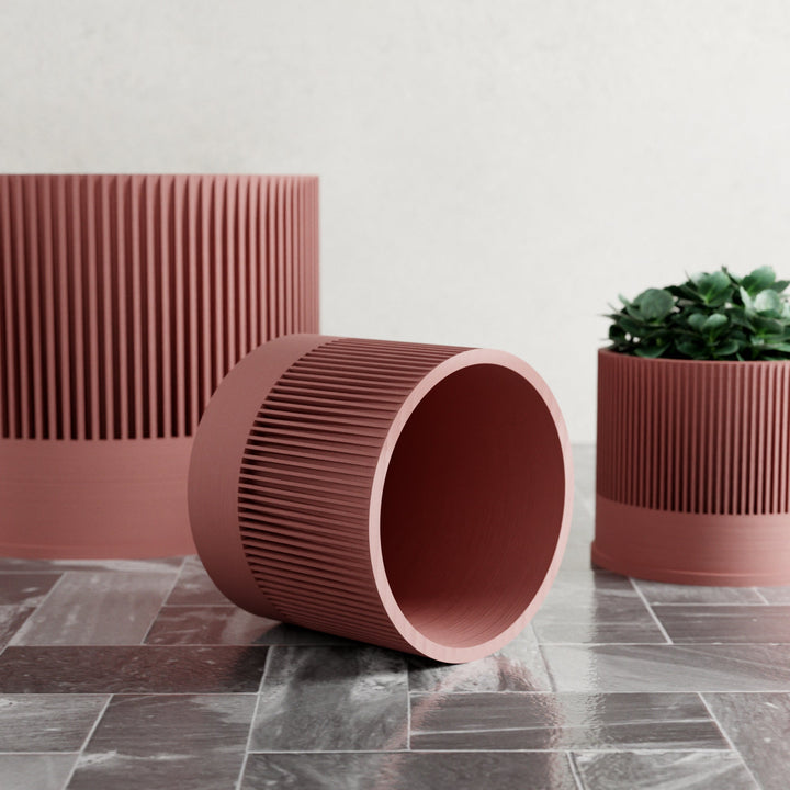 Biodegradable Plant-Based Ribbed Sakura Planter Decor