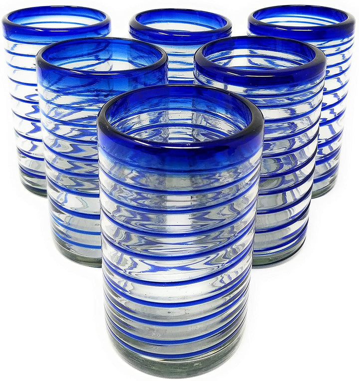 Handblown Recycled Glass Drinkware, Cobalt, 6 Ct.