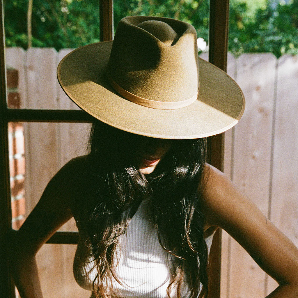 Biodegradable Wool Wide-Brim Rancher Hat, Acorn