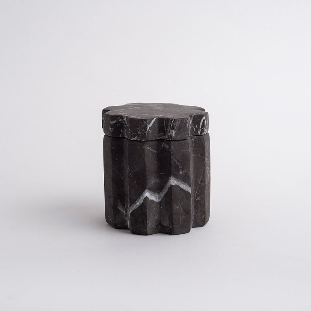 Handcrafted Black Marble Storage Container, 3.5" x 5.1"