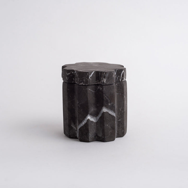 Handcrafted Black Marble Storage Container, 3.5" x 5.1"