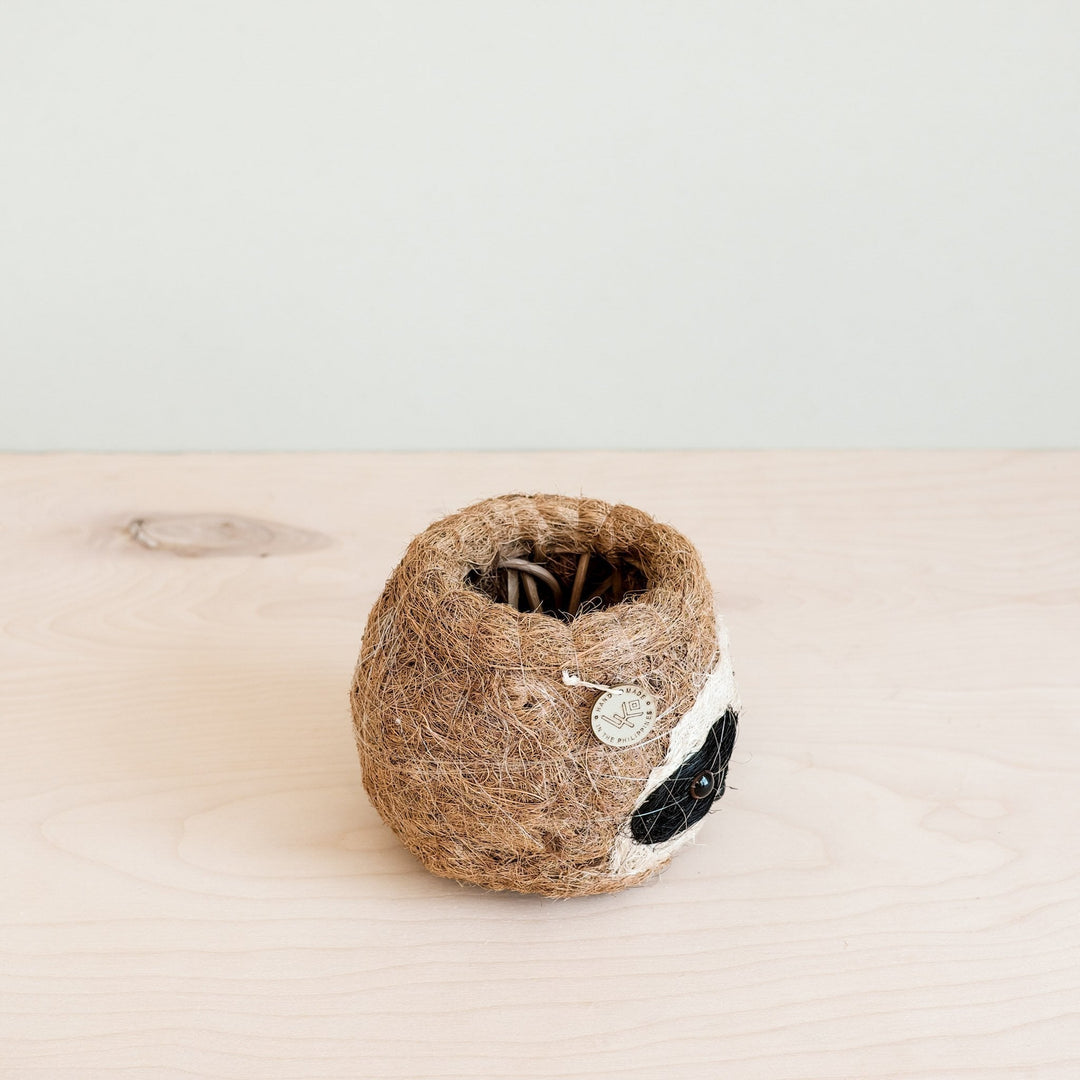 Handcrafted Coco Coir Sloth Planter, Natural