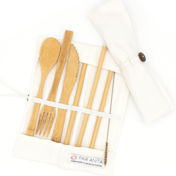 Handcrafted Bamboo Kitchen Utensil &amp; Straw Set