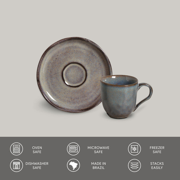 Non-Toxic Ceramic Cup &amp; Saucer Dinnerware Set, 6 Ct.