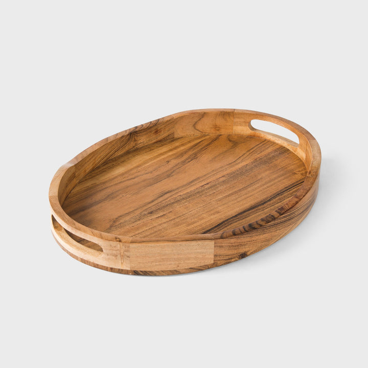 Handcrafted Acacia Wood Oval Serveware Tray, Natural