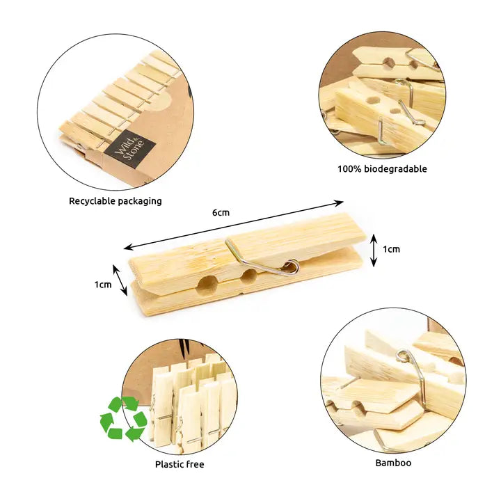Biodegradable FSC Bamboo Clothespins, 20 Ct.