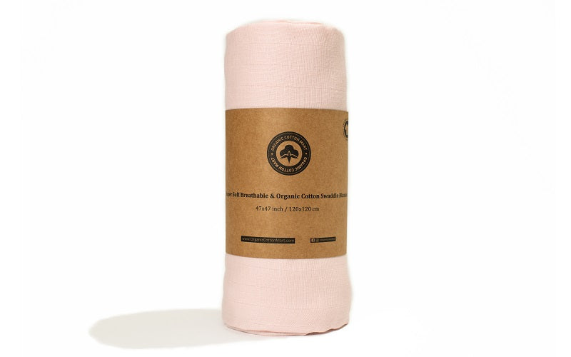 Organic Muslin Baby Swaddle Blanket, 47" x 47"
