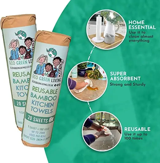 Biodegradable Heavy-Duty Bamboo Towels, 11" x 11"