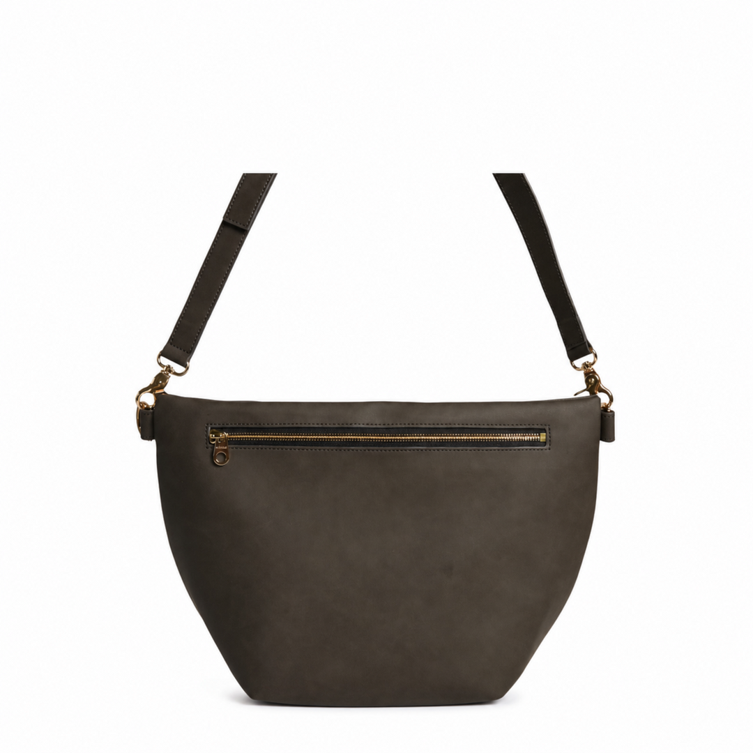 Upcycled Pinatex Multi-Wear Hobo Bag, Dark Grey