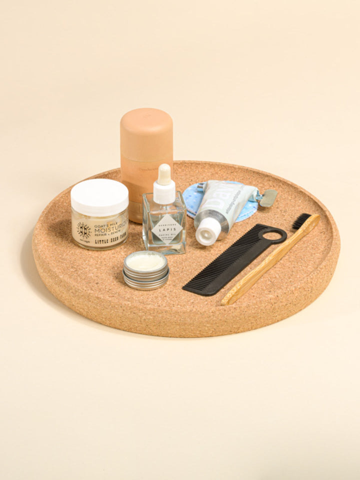 Upcycled Cork Round Serving Tray, 11"