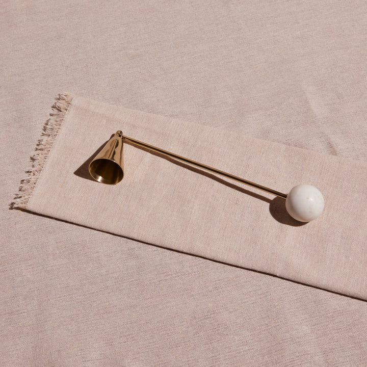 Handcrafted Marble Brass Candle Snuffer, 8"