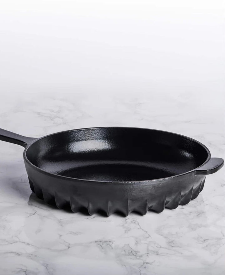 Recycled Cast Iron Enameled Frying Pan, 10"