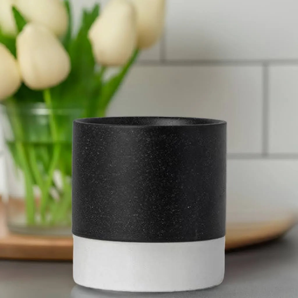 Ceramic Toothbrush Holder Black White