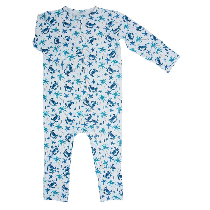Bamboo Baby Romper, Blue Crabs, Two-Way Zip